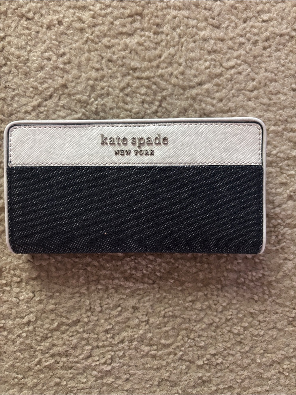kate spade Two-Tone White and Denim blue Long Wallet